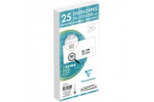 Clairefontaine 10625C - Un paquet de 25 enveloppes auto-adhesives blanches avec fond gris 11x22 cm 80g + fenetre 3,5