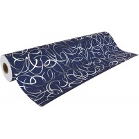 Clairefontaine 211953C - Une bobine papier cadeau Premium 50mx70 cm 80g, Arabesque argent fond bleu