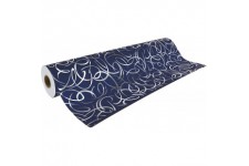 Clairefontaine 211953C - Une bobine papier cadeau Premium 50mx70 cm 80g, Arabesque argent fond bleu