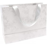 Clairefontaine 223760C - Un sac cadeau shopping Premium Blanc 32x13x24,5 cm 170g, Fleurs