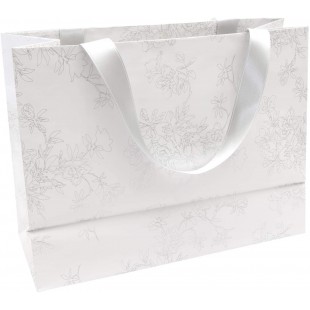 Clairefontaine 223760C - Un sac cadeau shopping Premium Blanc 32x13x24,5 cm 170g, Fleurs