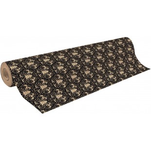 Clairefontaine 223847C - Une bobine Papier cadeau Kraft brut 70g 50 m x 70 cm, Flora Noir