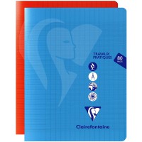 Lot de 5 : Clairefontaine 303727C - Un cahier pique de travaux pratiques Mimesys 80 pages 17X22 cm grands carreaux 90g et unis 1