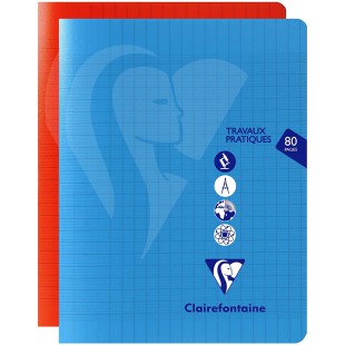 Lot de 5 : Clairefontaine 303727C - Un cahier pique de travaux pratiques Mimesys 80 pages 17X22 cm grands carreaux 90g et unis 1