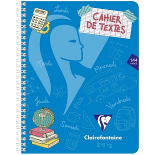Clairefontaine 308756C Un Cahier de Texte a  Spirale Mimesys - 17x22 cm - 144 Pages Grands Carreaux - Papier Blanc 90 g - Couver