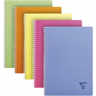 Lot de 10 : Clairefontaine - 328125-ASS - Linicolor - Cahier spirale couverture polypro - 100 pages - A4 petits carreaux - Assor