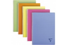 Lot de 10 : Clairefontaine - 328125-ASS - Linicolor - Cahier spirale couverture polypro - 100 pages - A4 petits carreaux - Assor