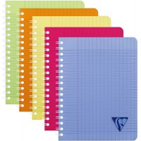 Lot de 5 : Clairefontaine 328716C Collection Linicolor Fresh Un Cahier a Spirale - 17x22 cm - 180 Pages Grands Carreaux - Papier