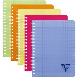 Lot de 5 : Clairefontaine 328716C Collection Linicolor Fresh Un Cahier a Spirale - 17x22 cm - 180 Pages Grands Carreaux - Papier
