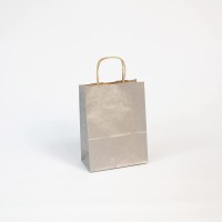 Clairefontaine 395611C - Un paquet de 25 sacs cadeau 16x8x21cm 110g, Kraft lisse Argent