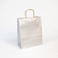 Clairefontaine 395711C - Un paquet de 25 sacs cadeau 22x10x27cm 110g, Kraft lisse Argent