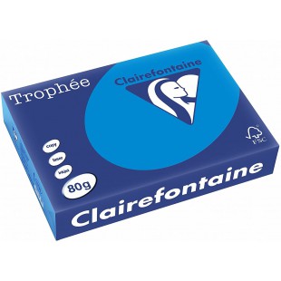 Clairefontaine Trophee Ramette de 500 feuilles papier couleur 80 g A4 Bleu turquoise