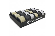 Clairefontaine 612697C - Un plateau de 18 Bobines de Ruban paillete Glit 10mx10 mm, Couleurs Assorties Argent, Noir et Or