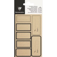 Clairefontaine 617065C - Un sachet de 28 etiquettes kraft adhesives, Rectangle noir