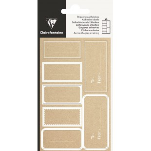 Clairefontaine 617066C - Un sachet de 28 etiquettes kraft adhesives, Rectangle blanc