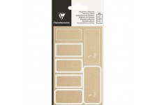 Clairefontaine 617066C - Un sachet de 28 etiquettes kraft adhesives, Rectangle blanc