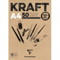 Clairefontaine 975815C Bloc Encolle Papier Kraft - 50 Feuilles Papier Kraft Verge Brun A4 21x29,7 cm 120g - Papier Do
