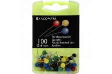 EXACOMPTA 14345E Boite de 100 epingles spheriques - Hauteur de pointe 15mm - 4mm de diametre Couleurs aleatoires