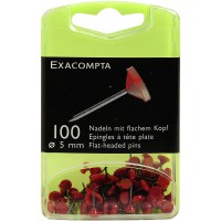 EXACOMPTA 14504E -Une boite de 100 epingles tete plate 5 mm de couleur ROUGE