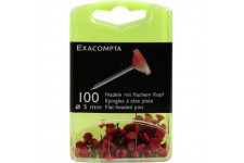 EXACOMPTA 14504E -Une boite de 100 epingles tete plate 5 mm de couleur ROUGE