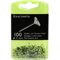 EXACOMPTA 14512E -Une boite de 100 epingles tete plate 5 mm de couleur CRISTAL