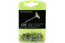 EXACOMPTA 14512E -Une boite de 100 epingles tete plate 5 mm de couleur CRISTAL