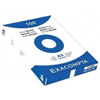 EXACOMPTA 3308B Paquet 100 fiches sous film - bristol uni non perfore 55x74mm Blanc