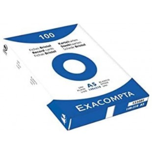 EXACOMPTA 3308B Paquet 100 fiches sous film - bristol uni non perfore 55x74mm Blanc
