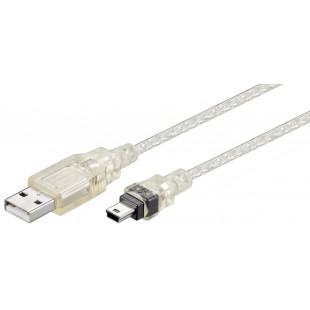 Câble USB 5 broches Fiche A vers B-Mini 1m Transparent