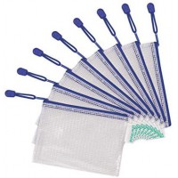 Lot de 8 : TARIFOLD 509061 poche zippee Fermeture eclair, A6, PVC, bleu