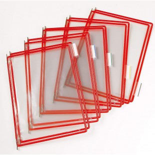Lot de 10 : Tarifold Fr 114003 - Pochettes a Pivots A4 PVC pour Support Kit Mural et Pupitre porte document Metal, Couleur Rouge