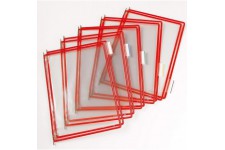 Lot de 10 : Tarifold Fr 114003 - Pochettes a Pivots A4 PVC pour Support Kit Mural et Pupitre porte document Metal, Couleur Rouge