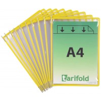 Lot de 10 : Tarifold Fr 114004- Pochettes a pivots A4 PVC pour Support Kit Presentoir Mural et Pupitre porte document Metal, Cou