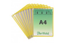 Lot de 10 : Tarifold Fr 114004- Pochettes a pivots A4 PVC pour Support Kit Presentoir Mural et Pupitre porte document Metal, Cou