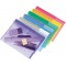 Lot de 12 : Tarifold 12 Enveloppes Porte-documents Plastique Fermeture Scratch Format A4-6 couleurs x2 (Bleu, Violet, Vert, Jaun