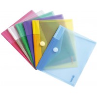 Lot de 6 : Tarifold 6 Enveloppes Porte-documents Plastique Fermeture Scratch Format A5 - 6 couleurs (Bleu, Violet, Vert, Jaune, 