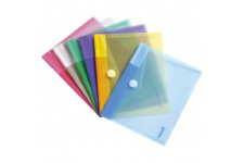 Lot de 6 : Tarifold 6 Enveloppes Porte-documents Plastique Fermeture Scratch Format A5 - 6 couleurs (Bleu, Violet, Vert, Jaune, 