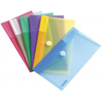 Lot de 60 : Tarifold 6 Enveloppes Porte-documents Plastique Non Perforees Fermeture Scratch Format M65 / Cheque - 6 couleurs (Bl