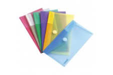 Lot de 6 : Tarifold 6 Enveloppes Porte-documents Plastique Non Perforees Fermeture Scratch Format M65 / Cheque - 6 couleurs (Bl