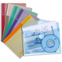 Lot de 6 : Tarifold 6 Enveloppes Porte-documents Plastique Non Perforees Fermeture Scratch Format A6-6 couleurs (Bleu, Violet,