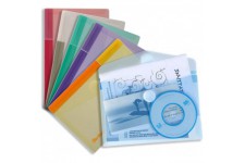 Lot de 6 : Tarifold 6 Enveloppes Porte-documents Plastique Non Perforees Fermeture Scratch Format A6-6 couleurs (Bleu, Violet,