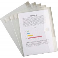 Tarifold Fr 510711- Sachet de 5 Pochettes Porte-Documents A4 Plastique Transparent, Enveloppes avec Fermeture Scratc