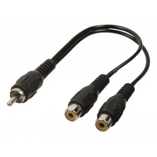 Câble coupleur audio RCA mâle vers 2x RCA femelles 0,20 m noir