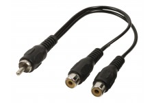 Câble coupleur audio RCA mâle vers 2x RCA femelles 0,20 m noir