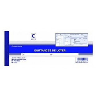 24848 Bloc Quittances Loyer Papier Cheque Amagnetique 270 x 105mm Papier Blanc