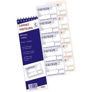 BLOC SPIRALE"200 FICHES - CARNET VISITEURS" 322X89 40/2