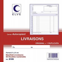 CARNET 'LIVRAISONS' 210X210 50/2+0 (par 5)