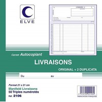 CARNET 'LIVRAISONS' 210X210 50/3+0 (par 5)