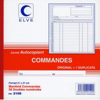 - 2109 - Carnet autocopiant - Ordres collecteurs 50 numeros doubles - 21x21cm, Original + 1 Duplique