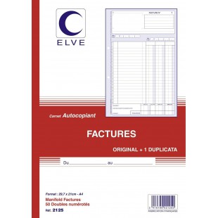 22390 Manifold Autocopiant A4 29,7 x 21cm Foliotage 50 Duplis Imprimes Factures Assorties